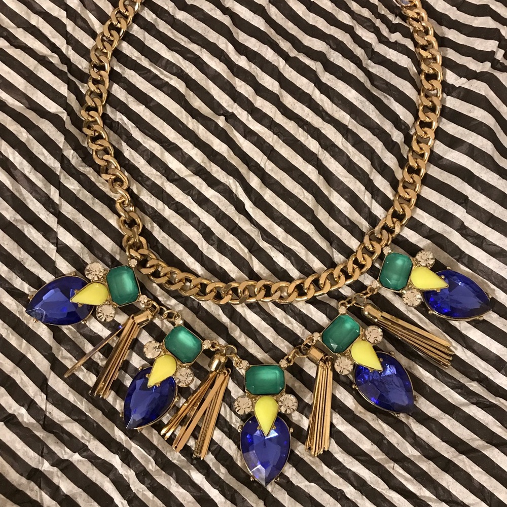 BaubleBar Rhinestone Tassel Statement Necklace